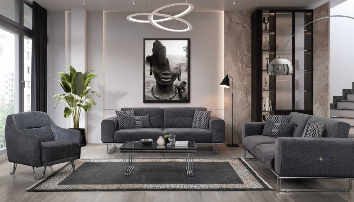 Sofagarnitur 3+3+1 Sëtzer Wunnzëmmer Komplett Sofaset Modern Set Dësch