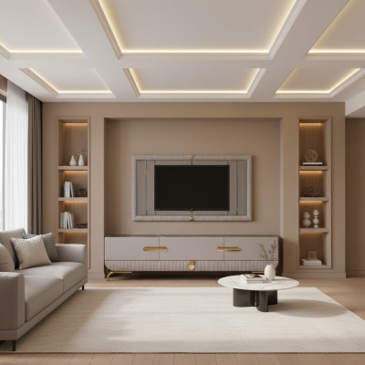 Wunnengsmaueren Mauer Holz Modern Stil Regal Stuff Miwwelen Schaf RTV mat TV Kader