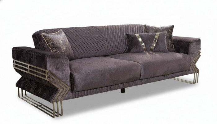 Modern lila Dräsëtzer Designer Couch Polstersofa Wunnzëmmer 3-Sëtzer