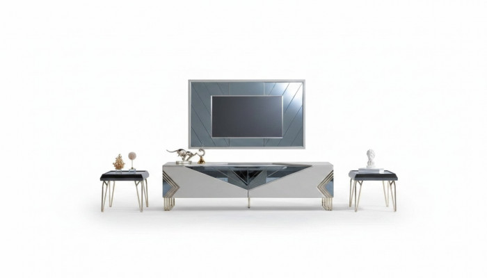 Moderne Wäiss Wunnwand Garnitur Designer TV-Sideboard Luxus TV-Kader
