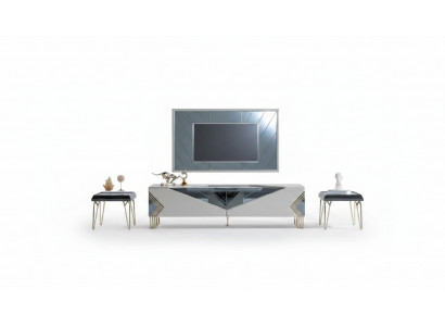 Moderne Wäiss Wunnwand Garnitur Designer TV-Sideboard Luxus TV-Kader
