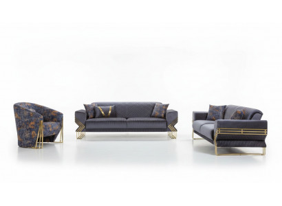 Hellblo Wäin Zëmmer Set Designer 3-Sëtzer Luxusfotel Couchtisch