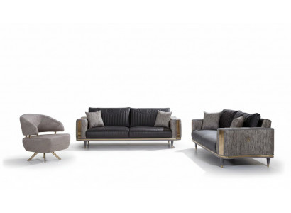 Grau Wunnzëmmer Garnitur Designer Canapéen Luxus Couchtisch Bäistelltisch