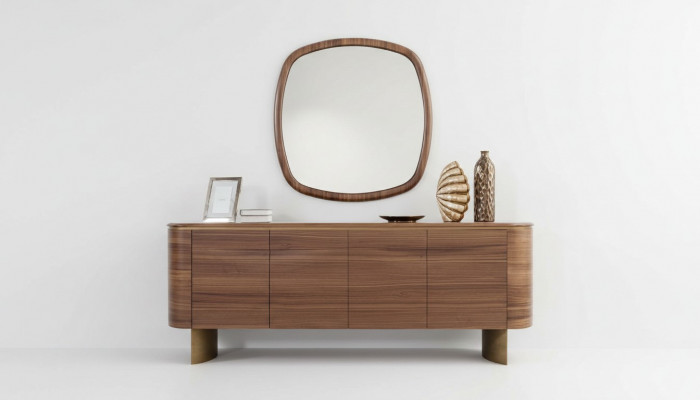 Modern Braun Kommode 4-dierescht Sideboard Designer Anrichte Spigel