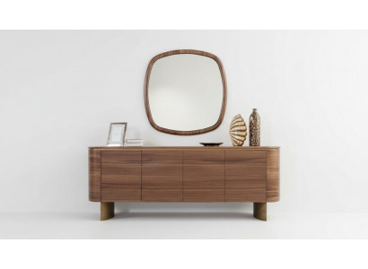 Modern Braun Kommode 4-dierescht Sideboard Designer Anrichte Spigel