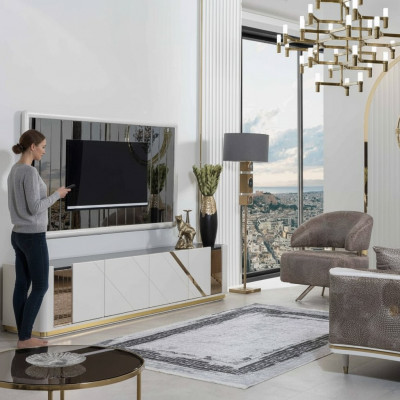 Modern Wunnzëmmer Miwwelen Designer TV-Stänn Luxus TV-Rahmen 2 Deeler