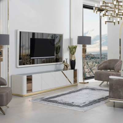 Modern Wunnzëmmer Miwwelen Designer TV-Stänn Luxus TV-Rahmen 2 Deeler