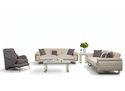 Design-Stotzëmmer Garnitur Luxus Dräisëtzer Couchtisch Bäistelltisch