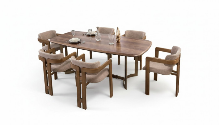 Brong Iesszëmmer Garnitur Designer Gepolstert Still Iessdësch Iessgrupp