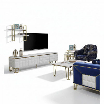 Stylvoll Wunnwand Garnitur Designer Edelstahl Regal Moderne TV-Schaf