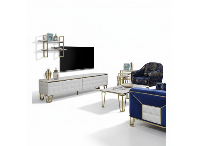 Stylvoll Wunnwand Garnitur Designer Edelstahl Regal Moderne TV-Schaf