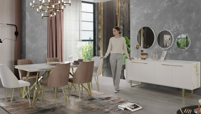 Exklusiv Iesszëmmer Miwwelen Designer Edelstol Garnitur Iessdësch Still