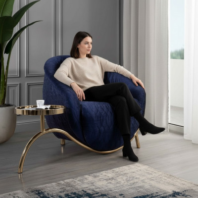 Blo Mouer Sessell Designer Einsëtzert Beschtaaltësch Luxusdesgin