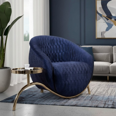 Blo Mouer Sessell Designer Einsëtzert Beschtaaltësch Luxusdesgin