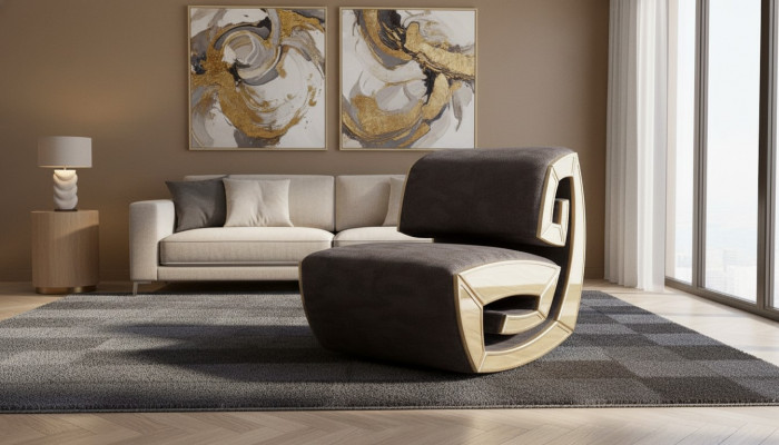 Braun-gëllene eenzelsëtzegen Designer-Chaise Longue Entspanung Wunnzëmmer Sëtz Neit