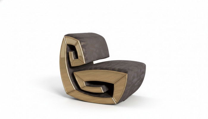 Braun-gëllene eenzelsëtzegen Designer-Chaise Longue Entspanung Wunnzëmmer Sëtz Neit