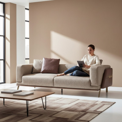 Luxus Sofa 4 Sëtz Sofas Modern Polstersofa Textil Designer Couch Nei