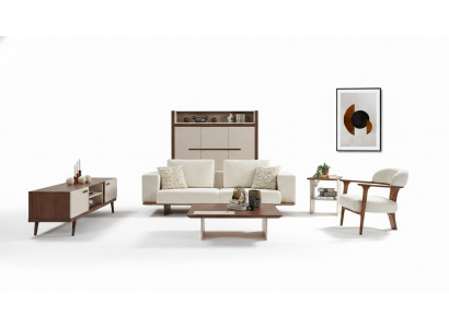 Wunnzëmmer Sofagarnitur Dräisëtzer Fauteuil Luxus Canapé-Set 3+1 Sëtzer