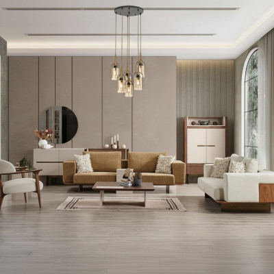 Luxus Canapé-Set Canapé Garnitur Canapéë 4 3 1 Plaze Stoff 3tlg Modern Set