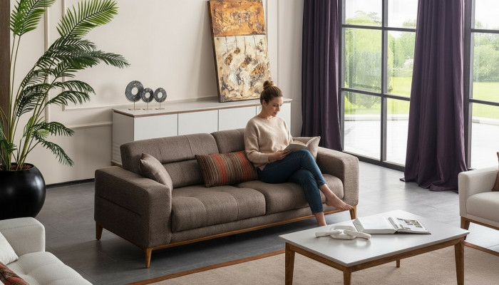 Luxus Wohnzimmer Canapé dräisëtzeger Couch Moderne Design Polstersofas