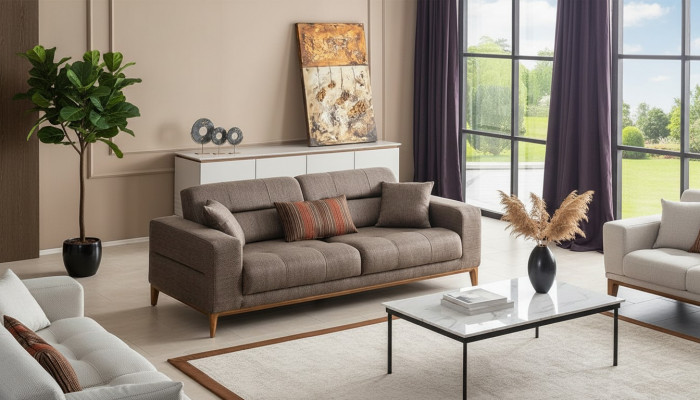 Luxus Wohnzimmer Canapé dräisëtzeger Couch Moderne Design Polstersofas