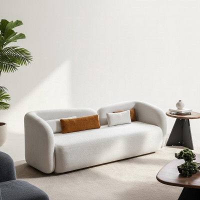 Moderne Design Polster Wäiss Sëtz Canapé 3-Sëtzer Sofa Sofas Textil Stoff