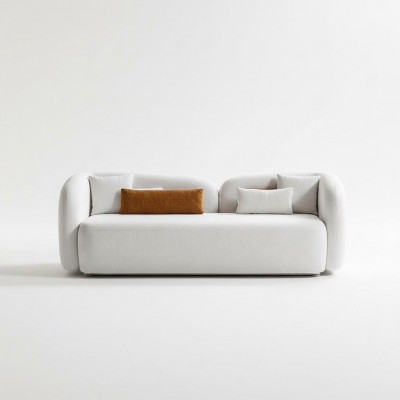 Moderne Design Polster Wäiss Sëtz Canapé 3-Sëtzer Sofa Sofas Textil Stoff