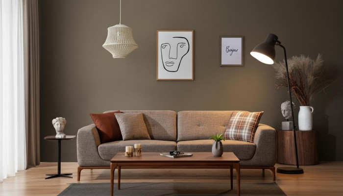 Sofa 3-Sëtzer Polstersofa Gro Textil Sëtze Design Stoff Modern Canapé Sofas