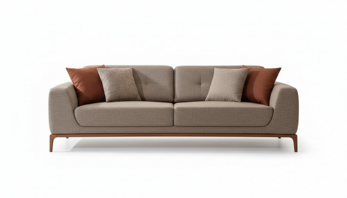 Sofa 3-Sëtzer Polstersofa Gro Textil Sëtze Design Stoff Modern Canapé Sofas