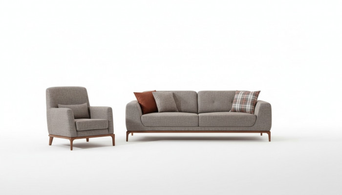 Luxus Sofagarnitur Sofa 3-Sëtz Sessel Stoff Modern Gro Modern Set nei