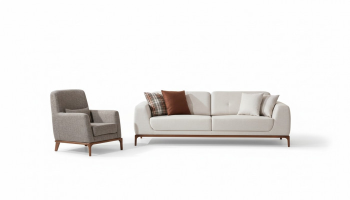 Luxus wäiss Sofagarnitur Sofa 3 Sëtzer Sëtz Stoff Modern Modern Set nei