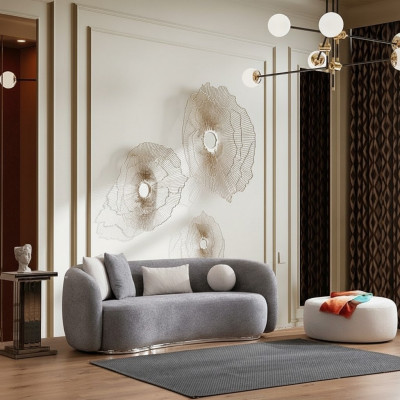 Sofa 4 Sëtzer Polstersofa Gro Textil Sëtz Design Stoff Modern Couch Sofas