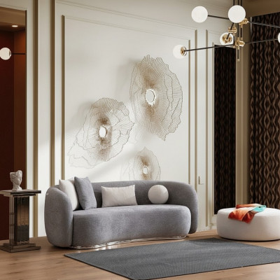 Moderne Design Gro Sofa Couch 4-Sëtz Polster Sofa Miwwelen Hocker nei