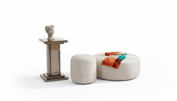 Luxus Polster Hocker Rëndhocker Sëtzmiwwel Designer Stilvoll Miwwelen