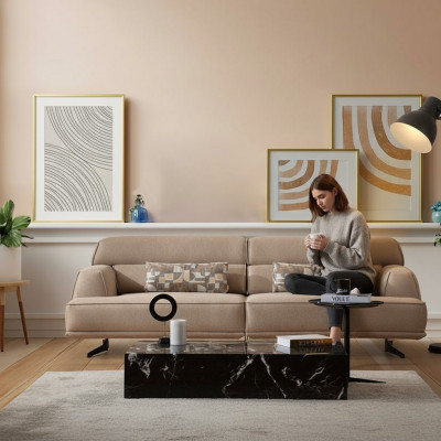 Sofa 3-Sëtzer Designer Sofa Canapé Sofaen Canapéë Stoff Textil Nei Polster