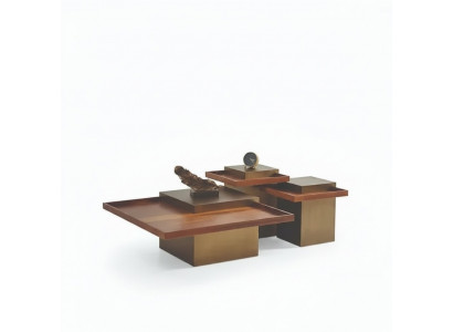 Modernt brong Couchtisch Set Wunnzëmmer Holz Kaffisdësch Luxus Set