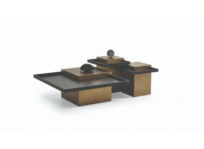 Modern Dësch-Set Living Stoff Luxus Miwwel 3x Holz Niewendëscher