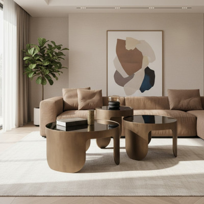 Luxuriéis Couchtisch Set Designer 3x Kaffisdësch Ronn-Dësch Set