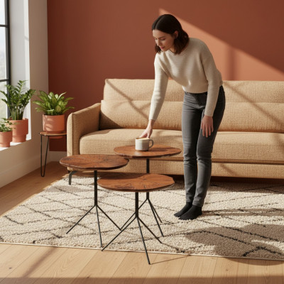 Canapé-Dësch 3x Design Wunnzëmmertisch Modern Miwwelen Luxus Dëscher 3tlg Set