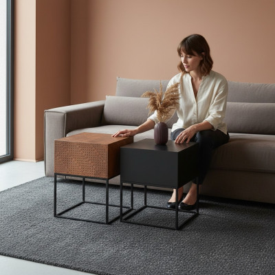 Couchtisch modern Niewendësch Designer Wunnzëmmerdësch Dëscher 3x Dësch