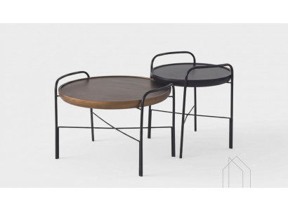 Ronne Wunnzëmmer Dësch Luxus 2x Holzdëscher Designer Miwwelen Set 2teleg