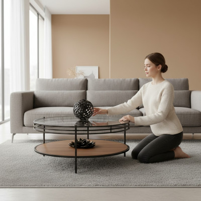 Moderne ronnen Dësch Kaffisdësch Niewendësch Designer Wunnzëmmer Dëscher