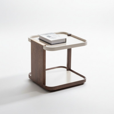 Moderne brong Säitentabell Designer Wunnzëmmer Holz quadratesch nei