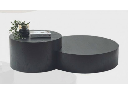 Modern schwaarzt Couchdësch Set Designer ronnen Kaffisdësch Bäidësch