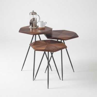 Set 3x Canapé Dësch Kaffisdësch Niewendësch Designer Wunnzëmmerdësch Dëscher