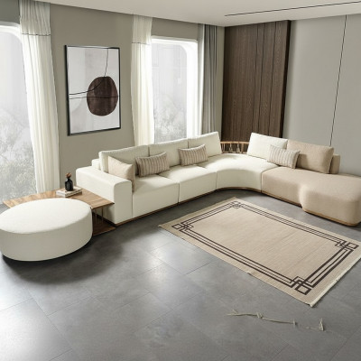 Wäiss Ecksofa Modern Wohnzëmmer Miwwelen Designer Canapé Textil Sofa 2TLG