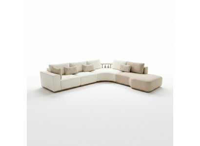 Wäiss Ecksofa Modern Wohnzëmmer Miwwelen Designer Canapé Textil Sofa 2TLG