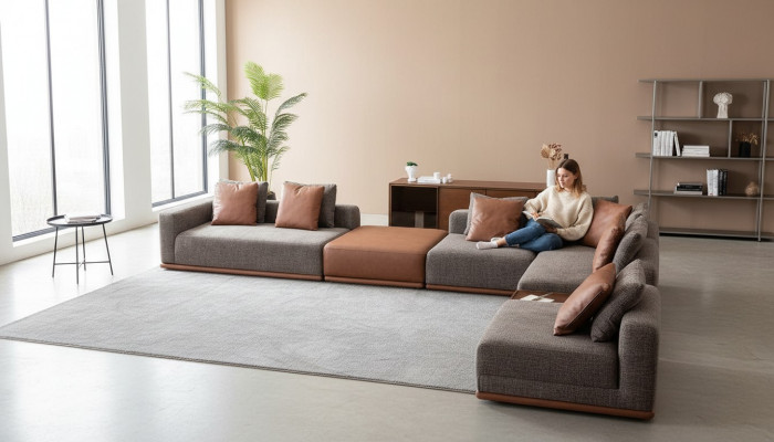 Grouss Polstersofa Eckgarnitur L-Form Ecksofa Modern Stoffsofa Couch