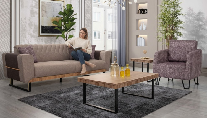 Stilvoll Wunnzëmmer Sofagarnitur 3 Sëtzer Polster Couchgarnitur 2tlg.