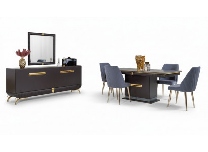 Iesszëmmer Edelstol Garnitur Designer Iessdësch 4x Stull Kommode 7 Deeler